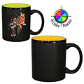 11 Oz. 2 Tone Satin Hilo C-Handle Mug - 4 Color Process (Black/Yellow)
